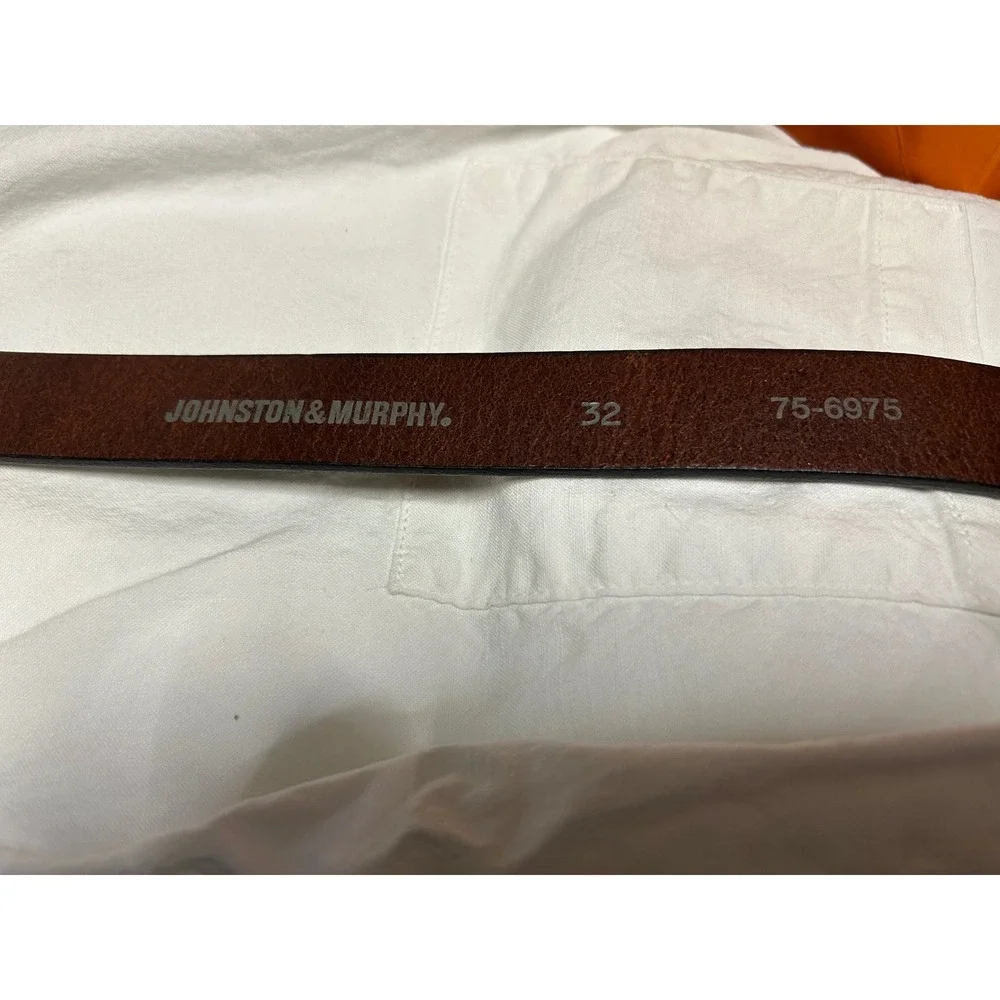 Johnston & Murphy Mens Brown Leather Dress Belt 32 Made in USA